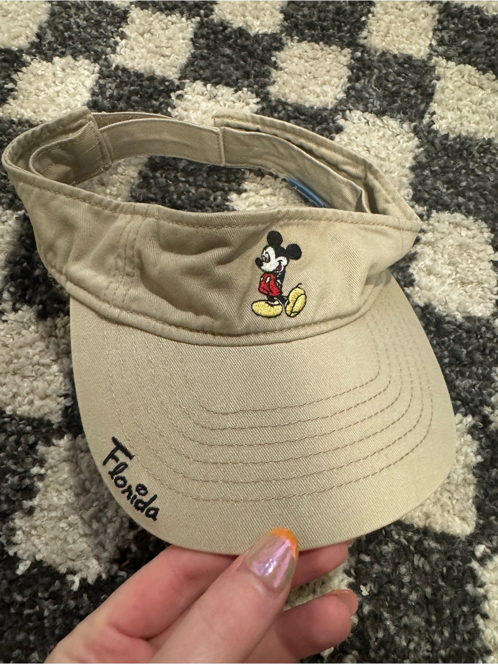 Embroidered Mickey Mouse Khaki Visor Disney One Size Vintage
